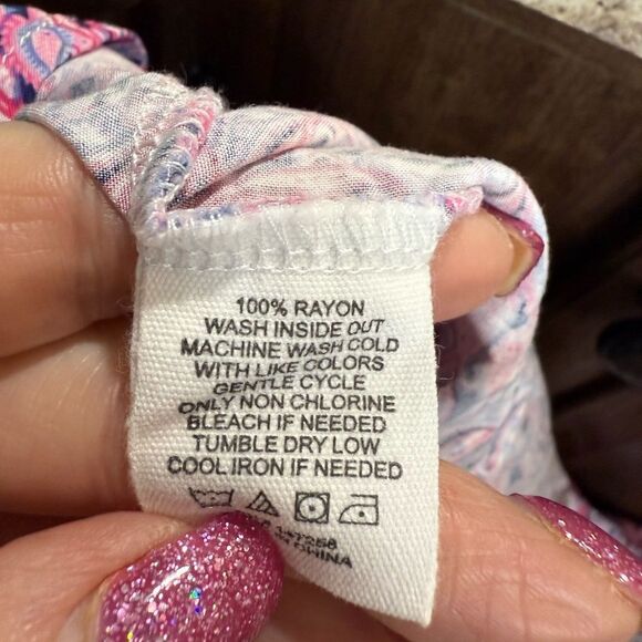 Simply Southern Collection Large Pink and Blue Paisley Dress - Picture 6 of 9